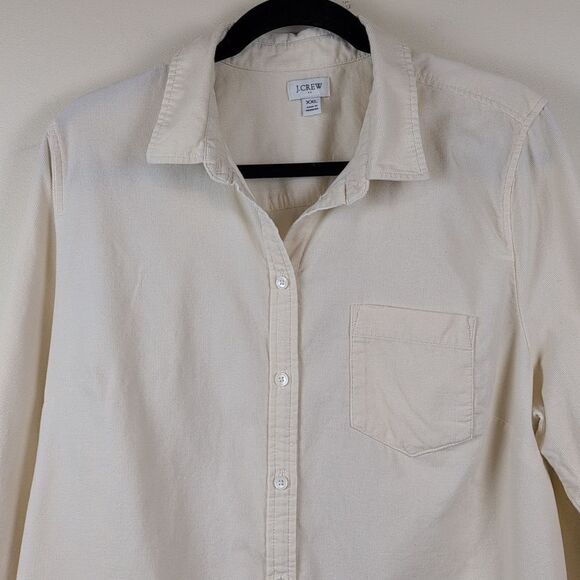 J. Crew Cream Corduroy Long Sleeve Button Front Shirt Top Size XXL - Picture 5 of 10